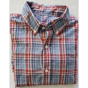 J. Crew Men's Light Weight‎ Chambray Slim FIt Red Check Shirt Size Medium